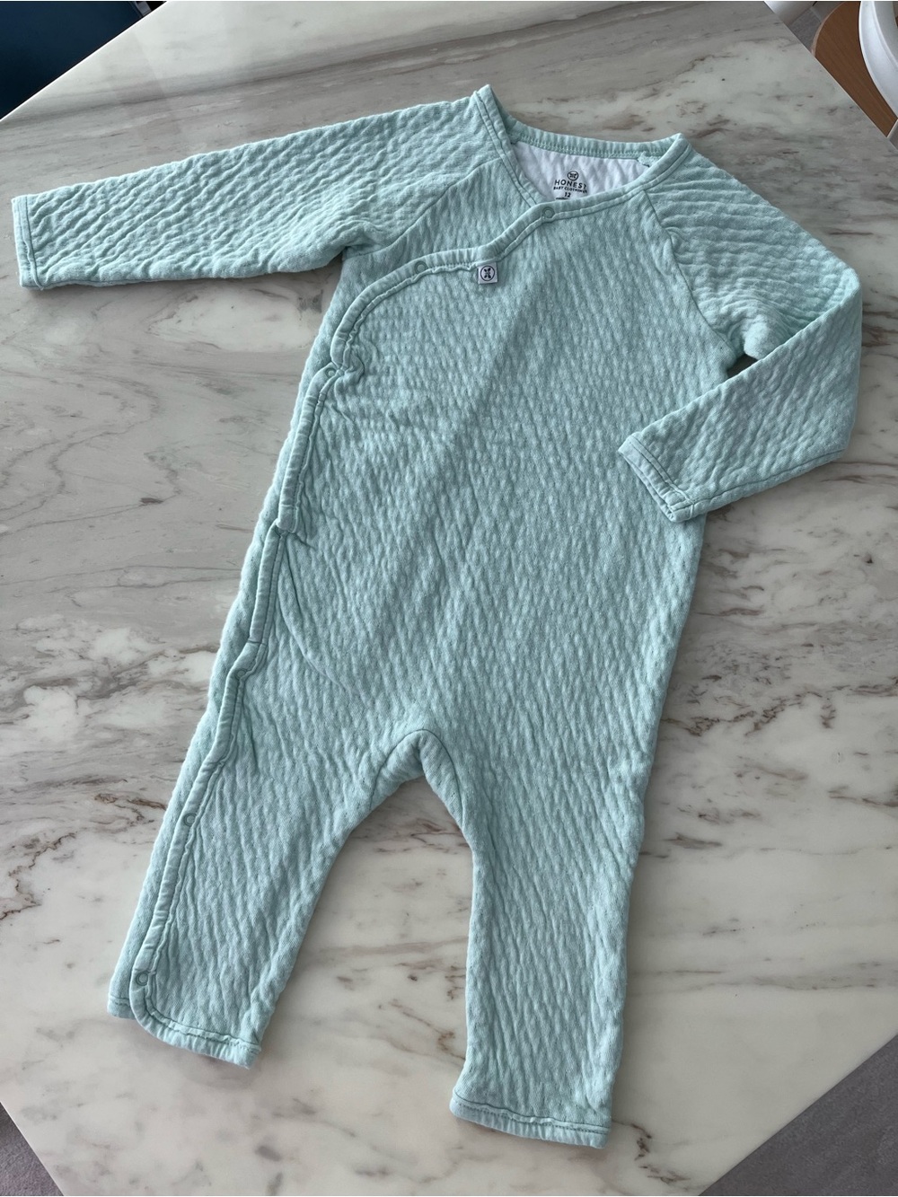 Quilted Romper in Mint Green